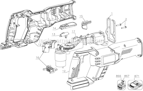 Page A Diagram and Parts List for PC1800RS Type 1 Porter Cable Reciprocating Saw